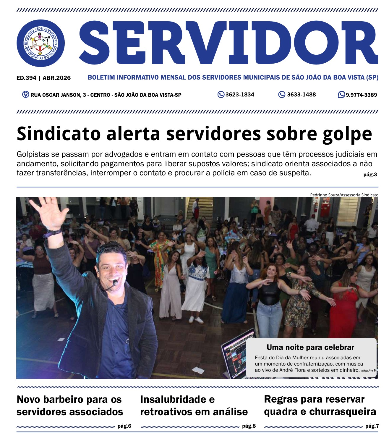 Capa da edição 394 do jornal O Servidor